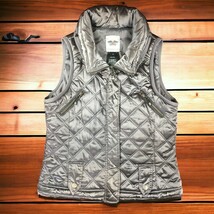 Womens Harley Davidson Snap Zip Vest Sz M Chrome Silver Hooded Biker Leg... - $39.75