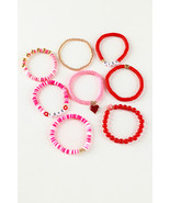 Pink Valentines LOVE XOXO Heart Shape Beaded Bracelet Set - $101.05 MXN