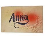 Postcard Embossed Name Anna Floral Art Glitter Divided Back Unposted - $4.92