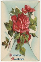 Vintage Postcard Birthday Red Roses Envelope Illustration 1912 Gel Card - £6.21 GBP