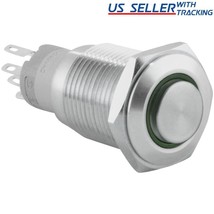 16Mm Latching Push Button Power Switch Stainless Steel W/ Green Led Wate... - $15.99