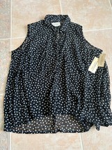 Denim &amp; Supply Ralph Lauren Sleeveless Blouse Sheer  Black with Dots size L - $54.45