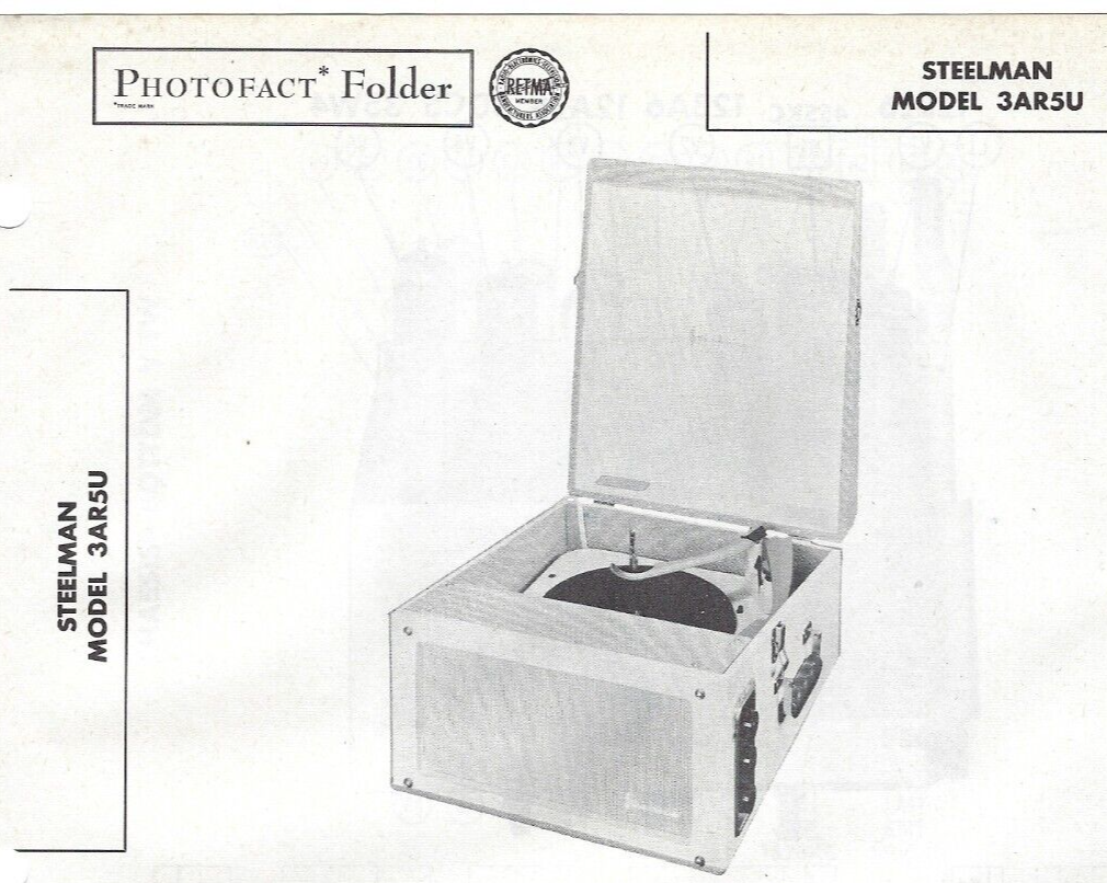 1956 STEELMAN 3AR5U Record Player Photofact MANUAL Phono Amp Changer AM