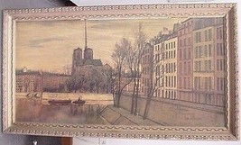 Notre Dame School in Paris 48&quot; x 24&quot; Framed Painting by Roland Courteau - £83.34 GBP
