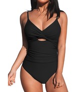One Piece Swimsuit for Women Front Cutout Adjustable Straps Ruched Swimwear - €24,59 EUR