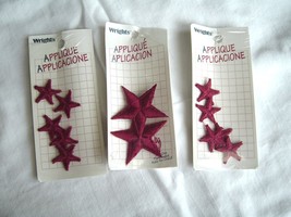 Vintage Red Stars Applique Sew-On Sequined Patch  NIP  - £8.69 GBP