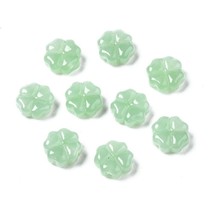 10 Glass Clover Beads L Green St. Patricks Day Jewelry Supplies 4 Leaf Shamrock - $6.28
