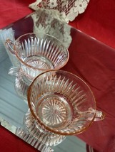 2 -Vintage Pink Depression Glass &quot;Queen Mary&quot; Tea Punch Cups Anchor Hocking 1936 - £4.67 GBP