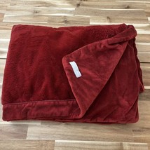 Restoration Hardware Rh Red Fleece Reversible Short Faux Fur Throw Blanket 62X44 - £50.67 GBP