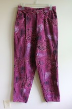 Vtg Bill Blass Jeanswear 8 High Waist Pink Patterned Linen Blend Taper Leg Pants - £26.89 GBP