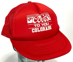 Vtg COORS Hat-Red-Mesh Back-Patch-USA-Snapback-Patch-Colorado Beer- - $241.56 MXN