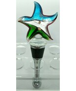 Blue Gray Green Glass Star Wine Stopper Cork 4.5&quot; - $13.86