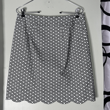 Talbots White Black Geometric Scallop Hem Lined Skirt 4 - $17.64