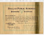 1932 Dallas Public Schools Penmanship Certificate - £14.32 GBP
