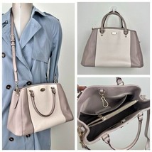 Coach Small Margot Carryall Satchel Leather Bag Beige Vanilla Color Block - $1,677.80 MXN