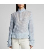Stine Goya Peace Sweater Ruffled Blue Womens Large Mohair Blend Excellen... - £101.16 GBP
