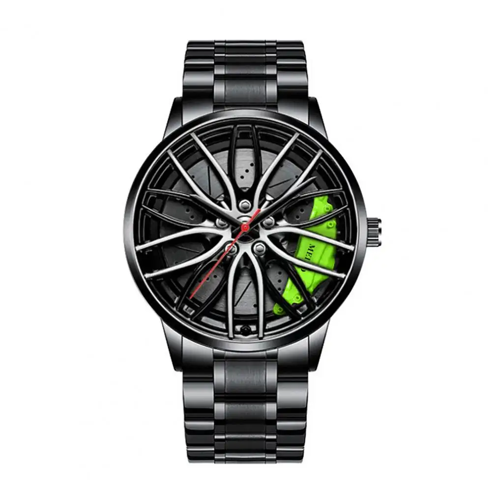 Stylish Men Watch with Car Wheel Rim Hub Design Male Quartz Wristwatch M... - $19.05