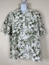 No Fear Men Size L Green/White Floral Button Up Shirt Short Sleeve Pocket - £7.61 GBP