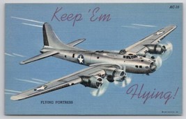 WWII Flying Fortress B-17 Keep &#39;Em Flying US Army Postcard E49 - $9.95