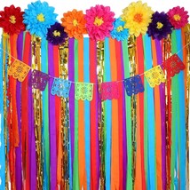 16 Pcs Mexican Paper Flowers Mexican Party Decorations Streamer Backdrop And Pap - £28.00 GBP