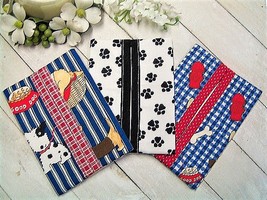 Handmade &quot;PUPS &#39;n PAWS&quot; Set of 3 Lined Purse/Travel-Size Tissue Covers - Holders - £8.01 GBP