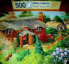 Jigsaw Puzzle 500 Pieces Stone Cottage Stream Church Birds Butterflies Complete - £10.34 GBP