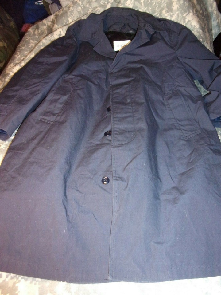 USGI USAF US AIR FORCE BLUE ALL WEATHER TRENCH OVER COAT 38 SHORT SI 670 - $37.84