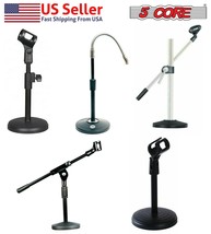 5 Core Microphone Stand ROUND BASE Tabletop DESKTOP Mini CLIP Holder Fol... - £8.55 GBP+