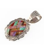 Shube&#39;s Manufacturing Inc. Inlay Sterling Silver Oval Pendant Multicolor... - €115,50 EUR