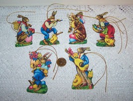 6 Pcs Vintage Inspired Bunnies Fussy Cut Gift Vintage Linen Hang Tags #MNS - £15.28 GBP