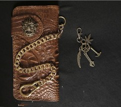 Handmade Leather Biker Wallet, Chain Wallet, Mens Bifold Wallet, Long Mo... - $65.99