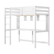 Twin Size Loft Bed with Desk and Shelves for Home Dorm Apartment No Box ... - $338.74