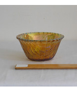 Vintage Indiana Glass Amber Iridescent Carnival Basket Weave Bowl Nappy ... - £5.54 GBP