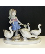 Carl Scheidig Lippelsdorf GDR Germany Vtg Porcelain Figurine Girl w/ Gee... - £47.08 GBP