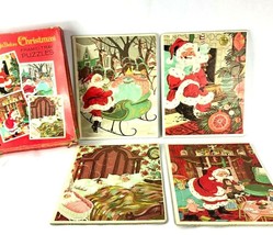 1960s Whitman Frame Tray 4 Puzzles The Night Before Christmas 4790 Original Box - $43.73