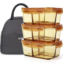 3 Pack 33.8Oz Amber Bento Box Meal Prep Containers 3 Compartments Glass ... - £40.84 GBP