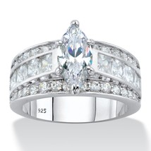 PalmBeach Jewelry 4.60 TCW Platinum-plated Silver Cubic Zirconia Engagement Ring - £64.33 GBP