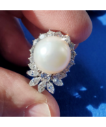 Diamond Earrings Royal Design Art Deco Gatsby style Pearl Ear Pendants 14k Gold - $15,005.25