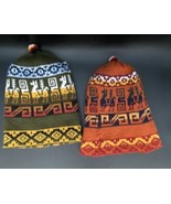 Unisex LOT 2 Multicolored Beanie Alpaca Llama Hand Knitted Wool Hats Rev... - €24,07 EUR
