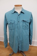 Northwest Territory L Blue Cotton Long Sleeve Shirt Missing Buttons - $23.51