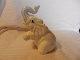 White Ceramic Sitting Elephant Figurine With Trunk Up For Good Luck 6.5&quot;... - $60.00