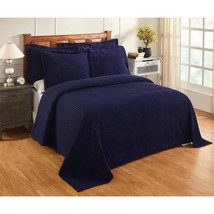 Oversized Navy lue Chenille edspread King 120x110 Vintage Western Extra ... - £78.58 GBP