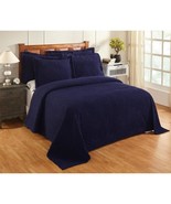 Oversized Navy lue Chenille edspread King 120x110 Vintage Western Extra ... - £78.58 GBP