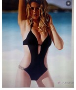 Victoria’s Secret Black Wireless Monokini Side Cutouts Metal Jewels Sz S... - $94.76 CAD