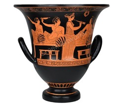 Symposium Krater Musician Female Satyr Ancient Greek Roman Pottery Vase Art - $170.92