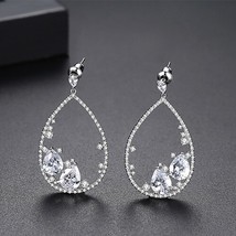 FXLRY Vintage  White/Gold Micro Mosaic Cubic Zircon Geometric Oval Long Water Dr - £14.56 GBP