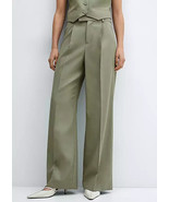 MANGO Alicante Wide Leg Trousers in Sage Green   UK 16  (fm90-9) - £28.67 GBP