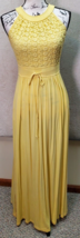 Dana Buchman Long Maxi Dress Women Size 2 Yellow Crochet Floral Waist Drawstring - £20.19 GBP