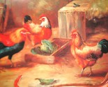 Metal Tin Serving Tray Platter Wall Art Country Farm Rooster Hens - $49.49