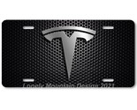 Tesla Logo Inspired Art Gray on Mesh FLAT Aluminum Novelty Car License T... - £14.26 GBP